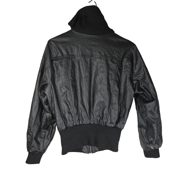 Vintage Moto Jacket Paris Blues Black 2XL 90s Vegan Leather Y2k Goth Biker Bike - Picture 3 of 14